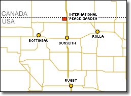 map showing location of the International Peace Garden and the USA and Canada